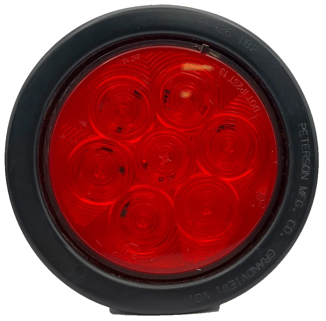 L985 – RV DESIGNER Trailer Light, Stop/Turn/Tail Light LED Bulb Round Shape Red Lens 4 Inch Diameter 9 To 16 Volt FMV...